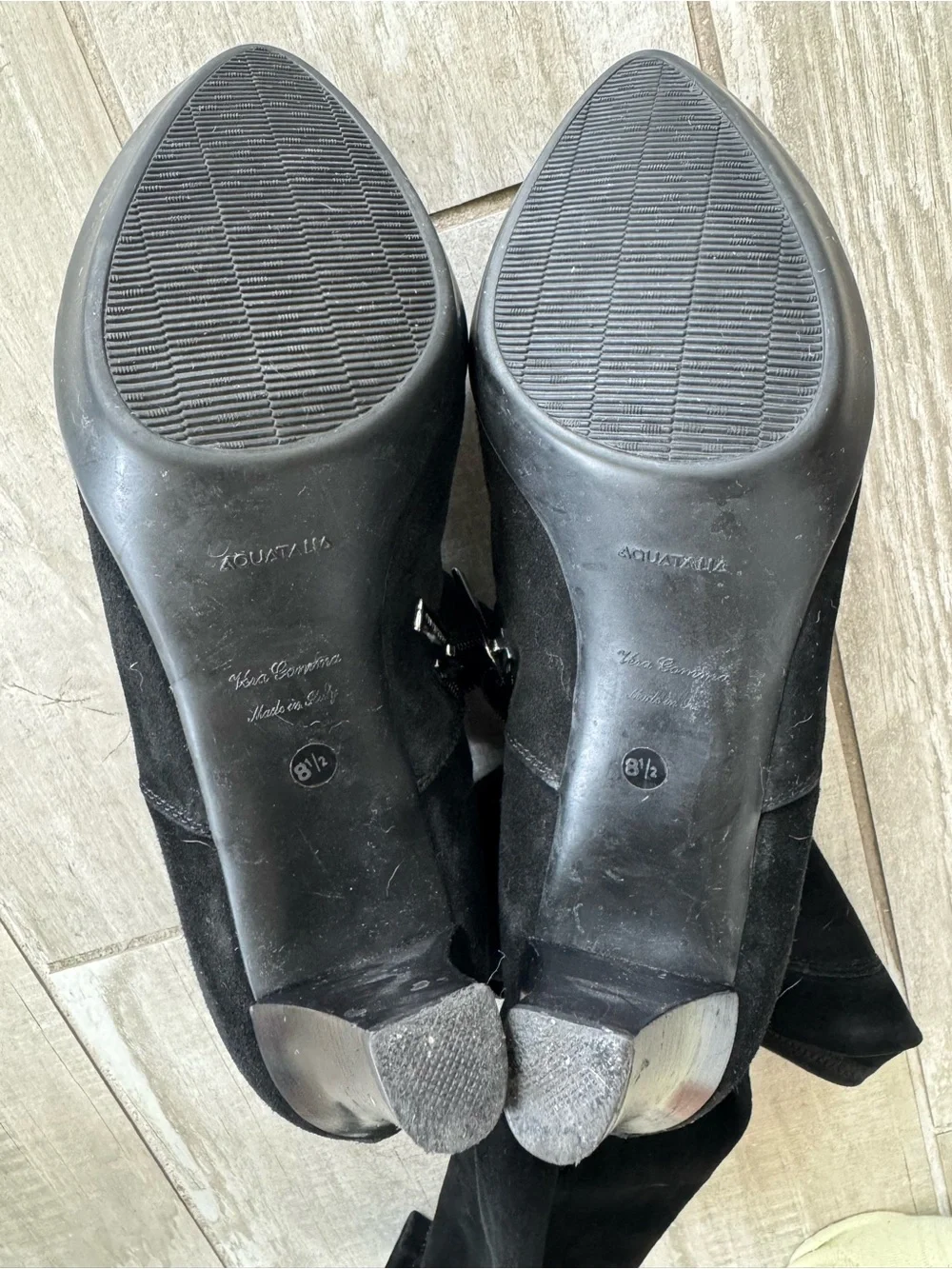 Aquatalia Black Knee High Heeled Boots Made Italy 8.5